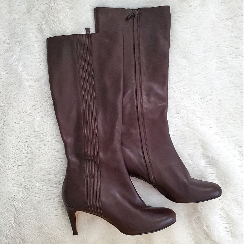 Sz 9.5 Cole Haan x Nike Air Tall Dark Brown Leather Boots